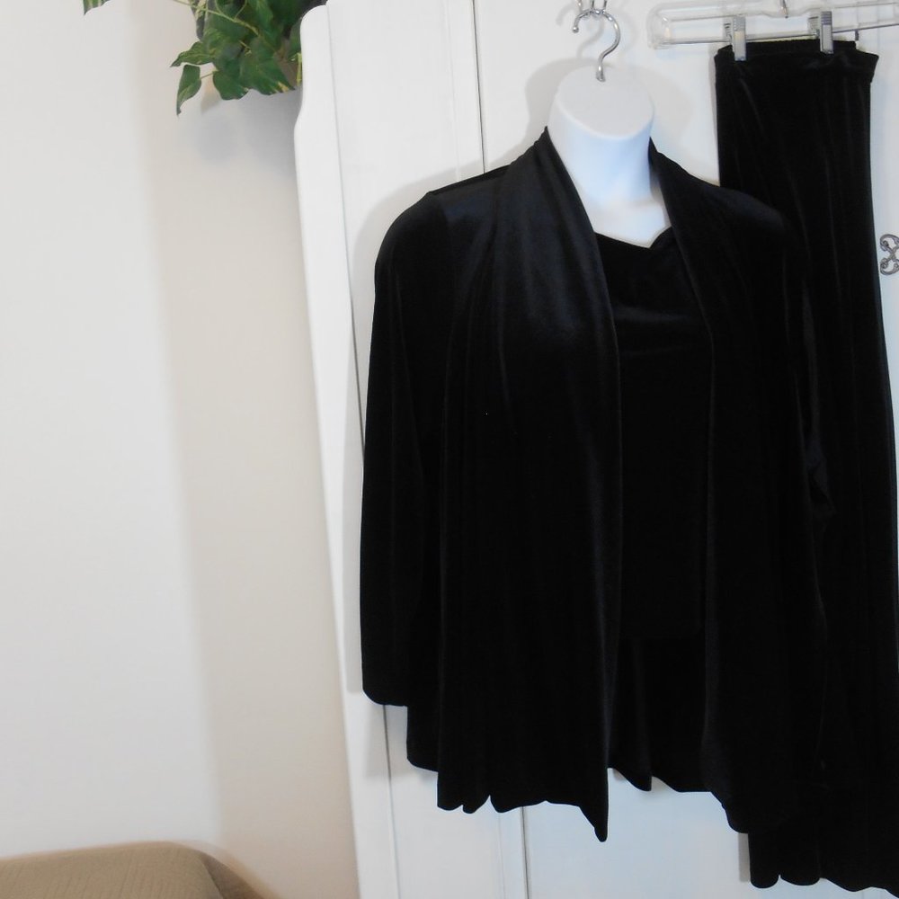 Vintage R&K Evening Black Velveteen 3pc Pant Ensemble